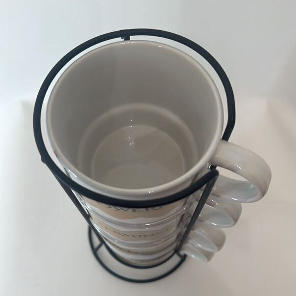 Motivational Coffee Mugs Set 4 With Metal Stand 16 Oz Each 12 In Tall 4 In Round - Picture 3 of 5